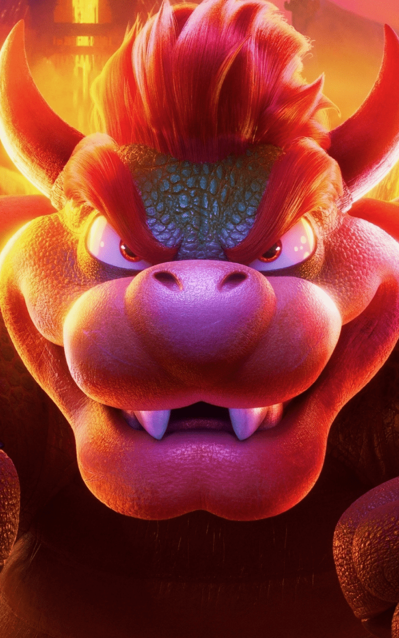 Bowser from Super Mario Bros. looking angry in a still from the film. - Bowser
