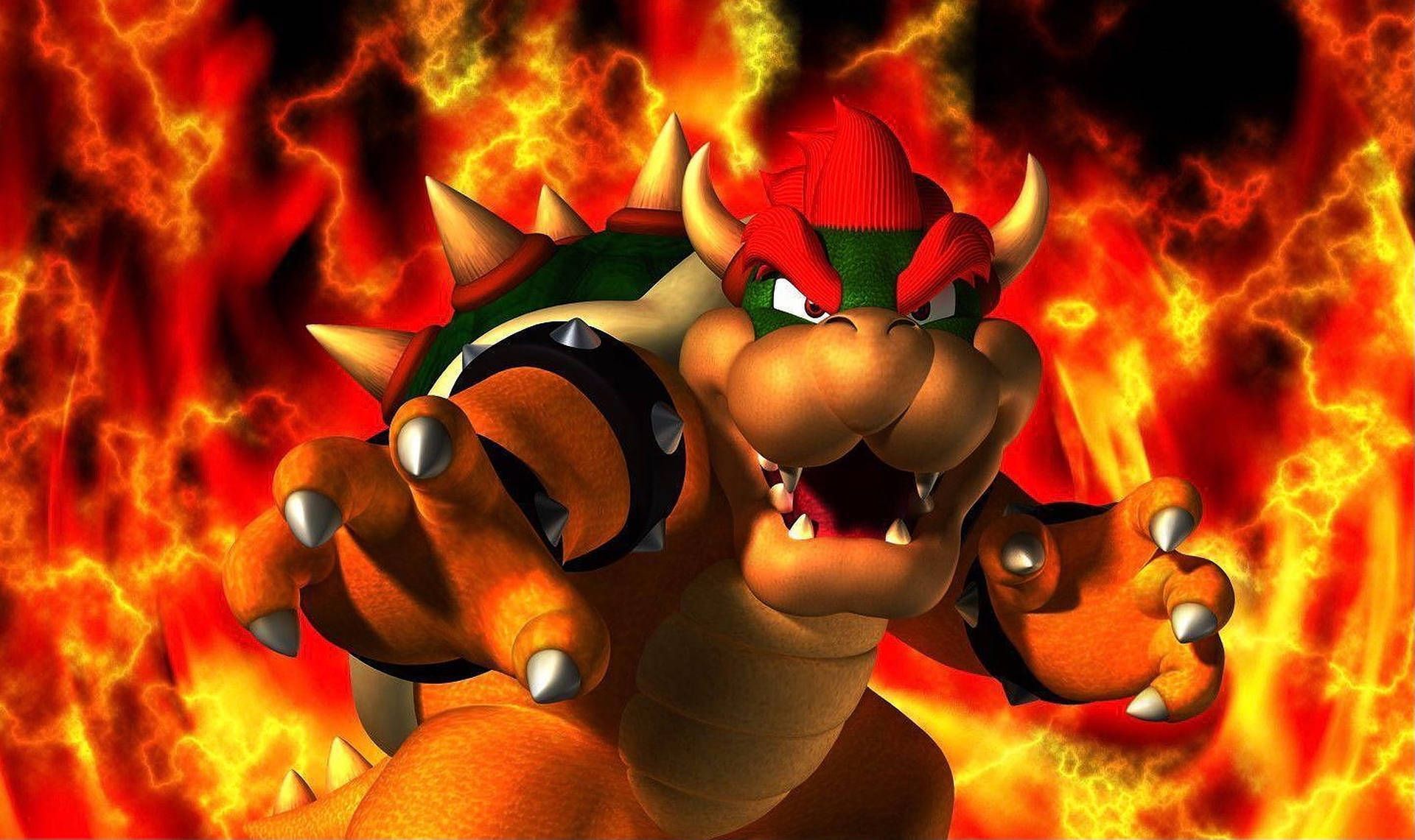 Download Flaming Bowser Nintendo Characters Wallpaper