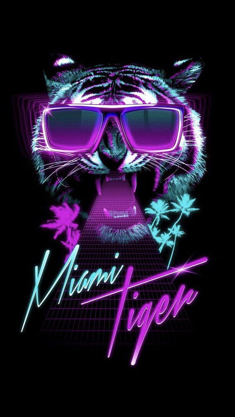 Miami Tiger iPhone Wallpaper with high-resolution 1080x1920 pixel. You can use this wallpaper for your iPhone 5, 6, 7, 8, X, XS, XR backgrounds, Mobile Screensaver, or iPad Lock Screen - Miami