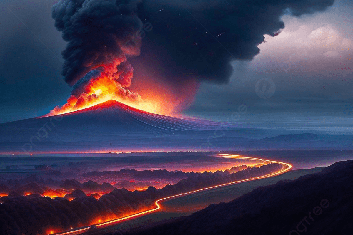 Volcano Aesthetic Wallpaper Background, Erupting Volcano, Nature Landscape Background, Dark Background Background Image And Wallpaper for Free Download