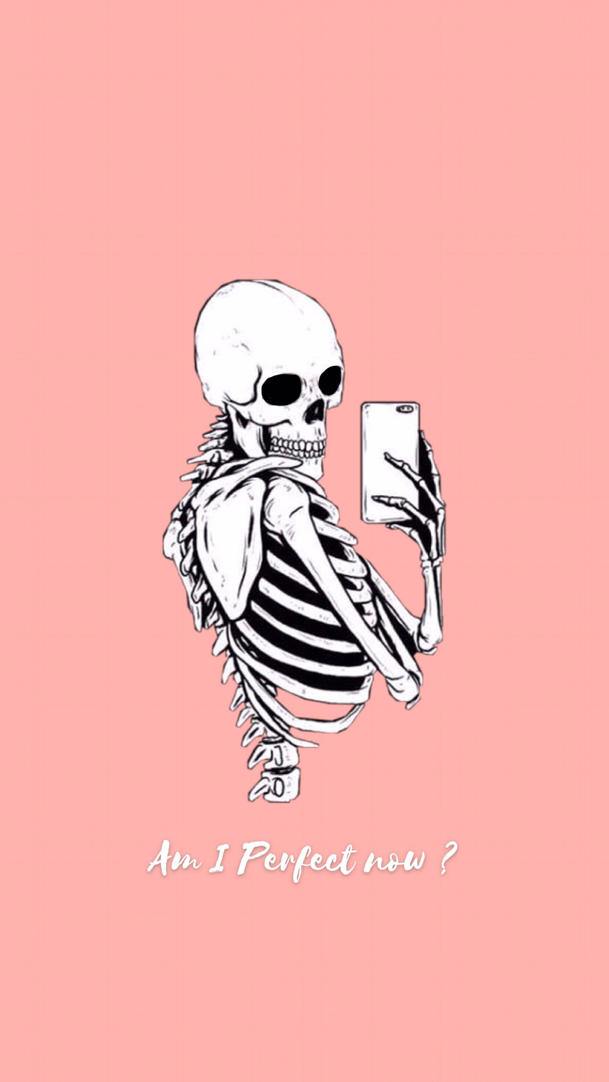 A skeleton taking a selfie with the caption 