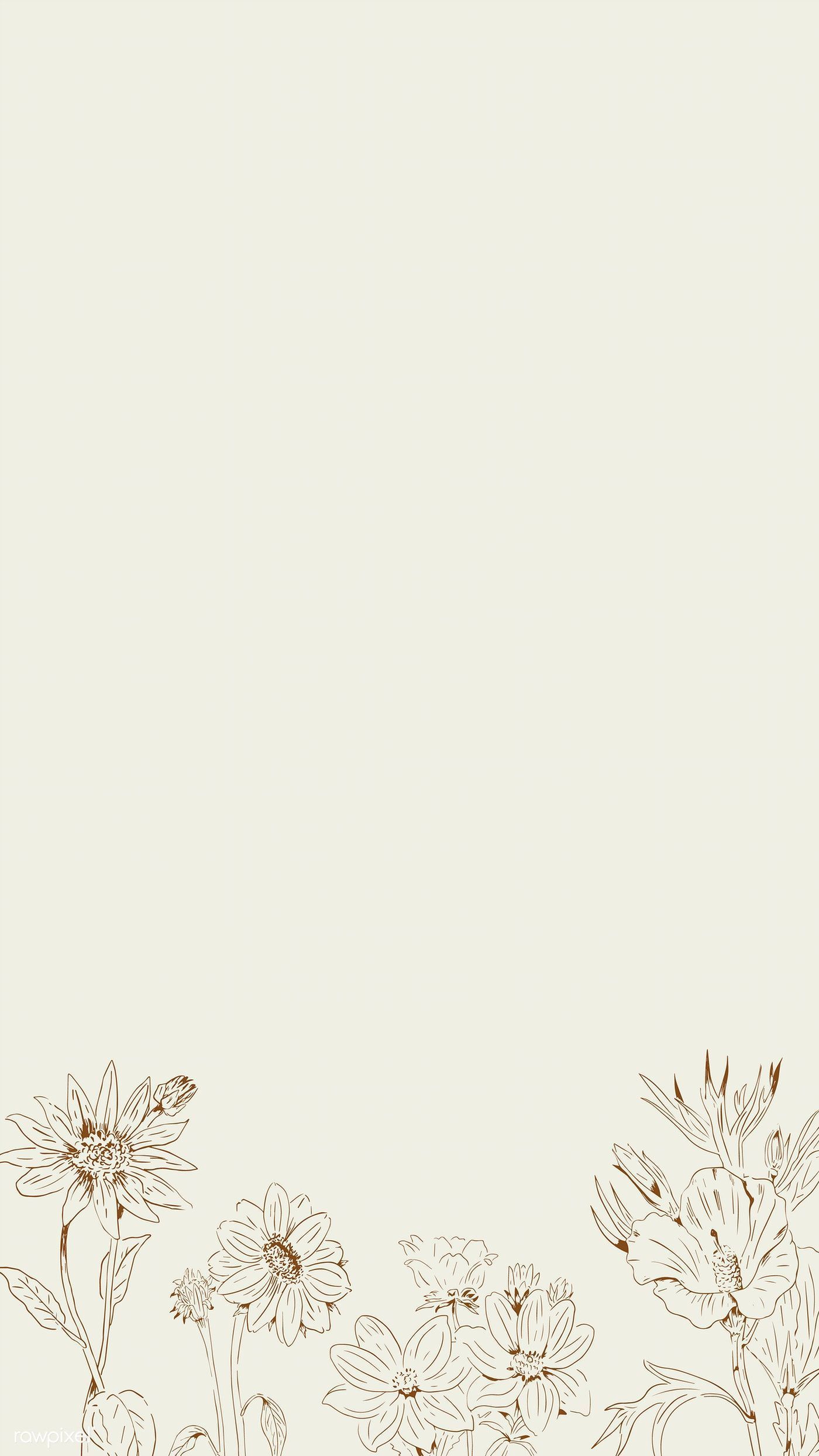 Hand drawn wildflowers patterned mobile phone wallpaper vector. premium image by rawpixel.. Simple phone wallpaper, Instagram wallpaper, Simple iphone wallpaper
