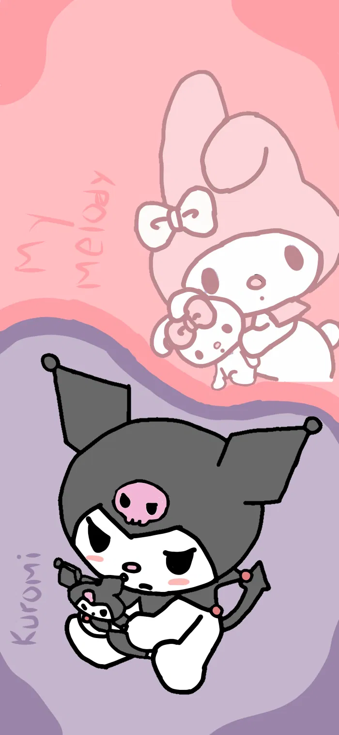 THIS IS OFF TOPIC OF GENSHIN BUT HERES A FREE MY MELODY AND KUROMI WALLPAPER