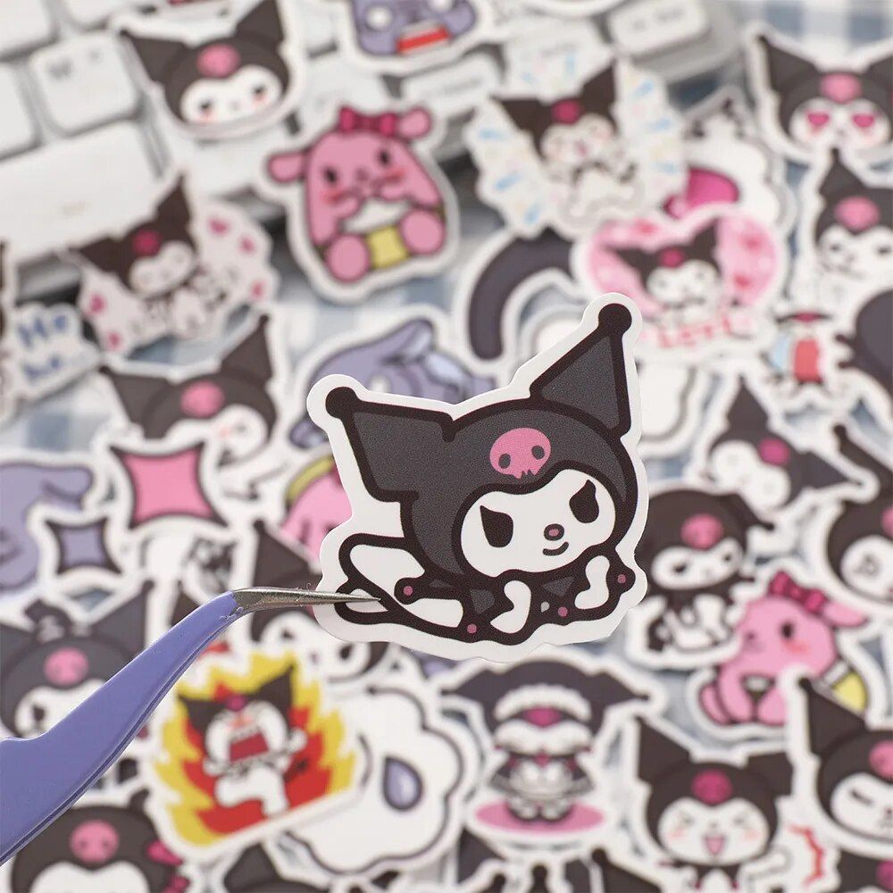 60Pcs Hello Kitty Kawaii My Melody Kuromi Waterproof Stickers Anime Sanrioed Girl Heart DIY Hand Account Material Sticker Pack - My Melody