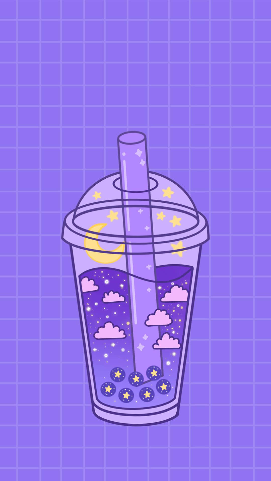 Download Purple Cute Boba Tea Wallpaper
