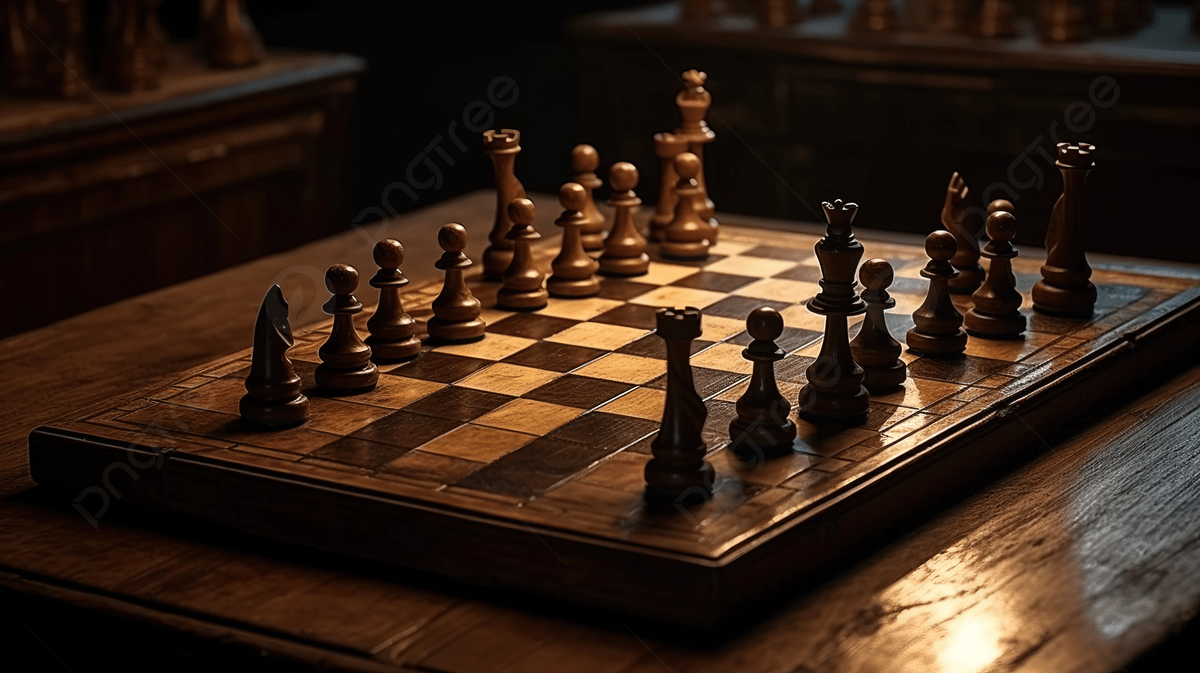 Wooden Chess Board In Dark With Brown Pieces Background, Picture Checkmate Background Image And Wallpaper for Free Download