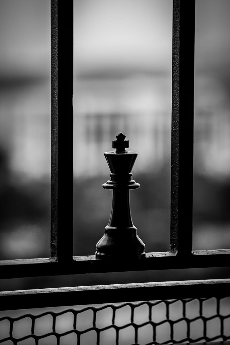 A chess piece is seen through a window. - Chess