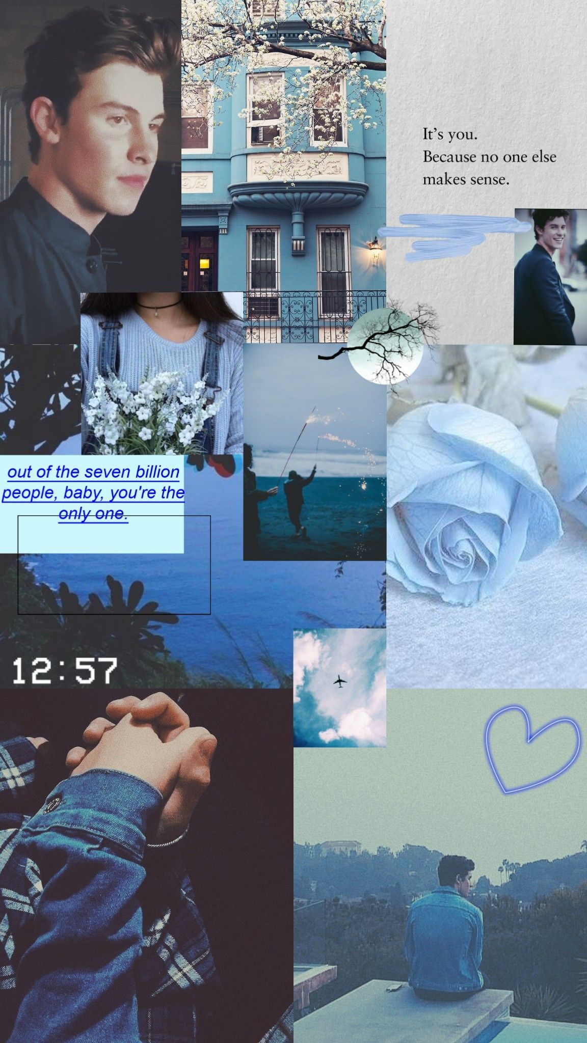 Aesthetic background of blue and purple with shawn mendes pictures - Shawn Mendes