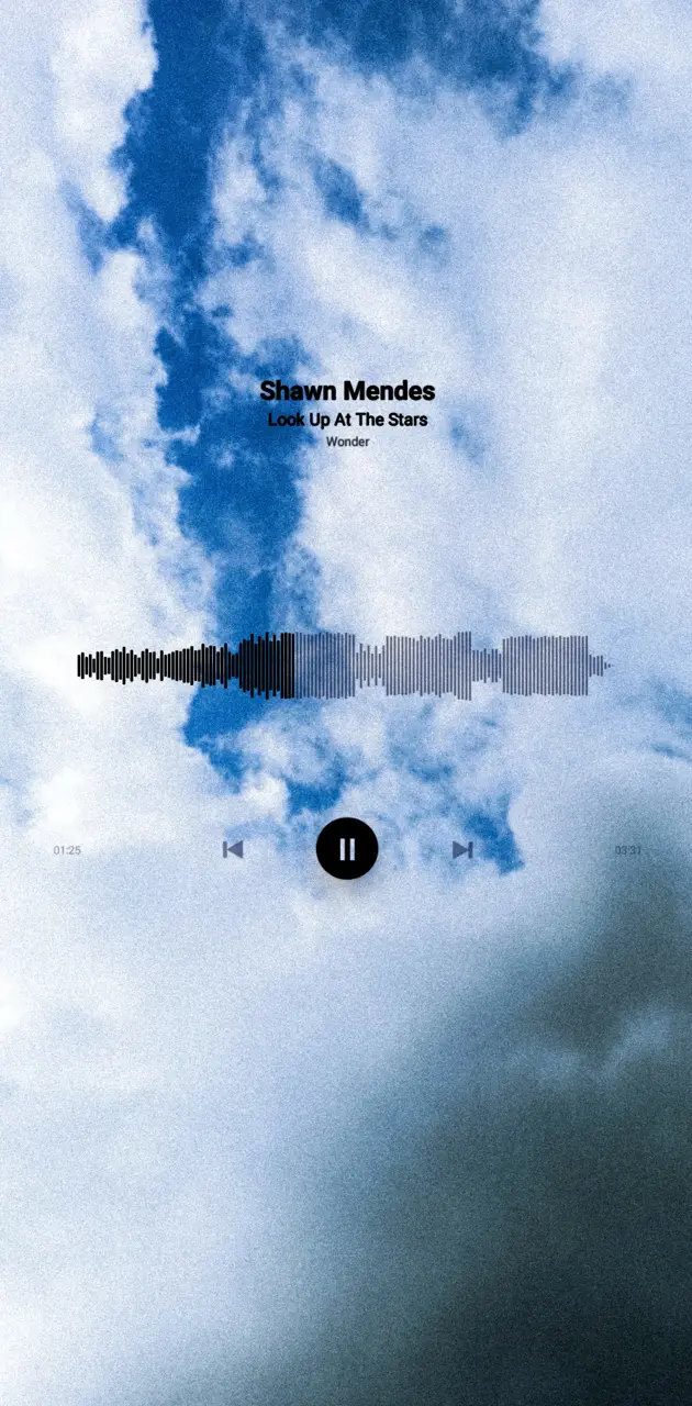 Clouds and sky with a sound wave and the words Shawn Mendes. - Shawn Mendes