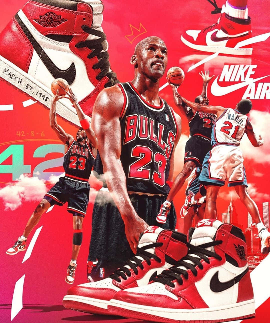 Download Basketball Michael Jordan Player And Shoes Wallpaper