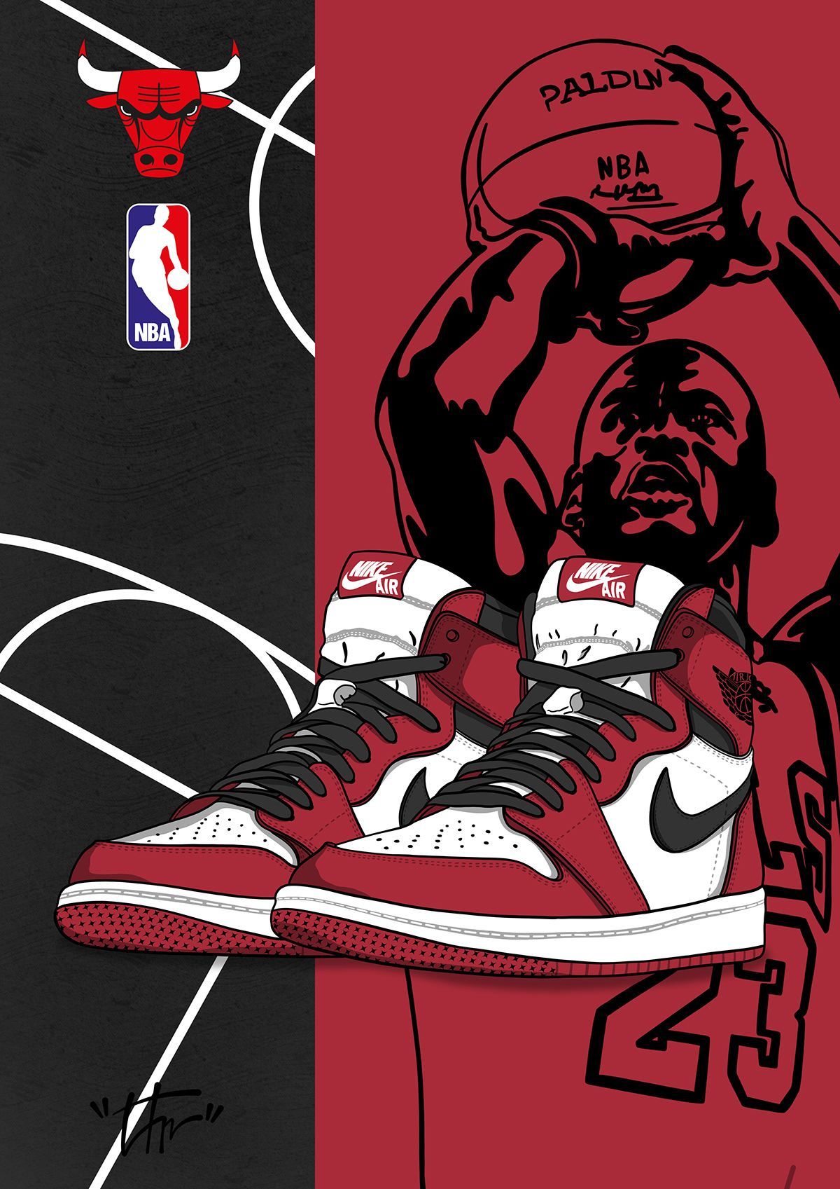 Air Jordan 1 Retro Chicago on. Nike art, Sneakers illustration, Jordan logo wallpaper