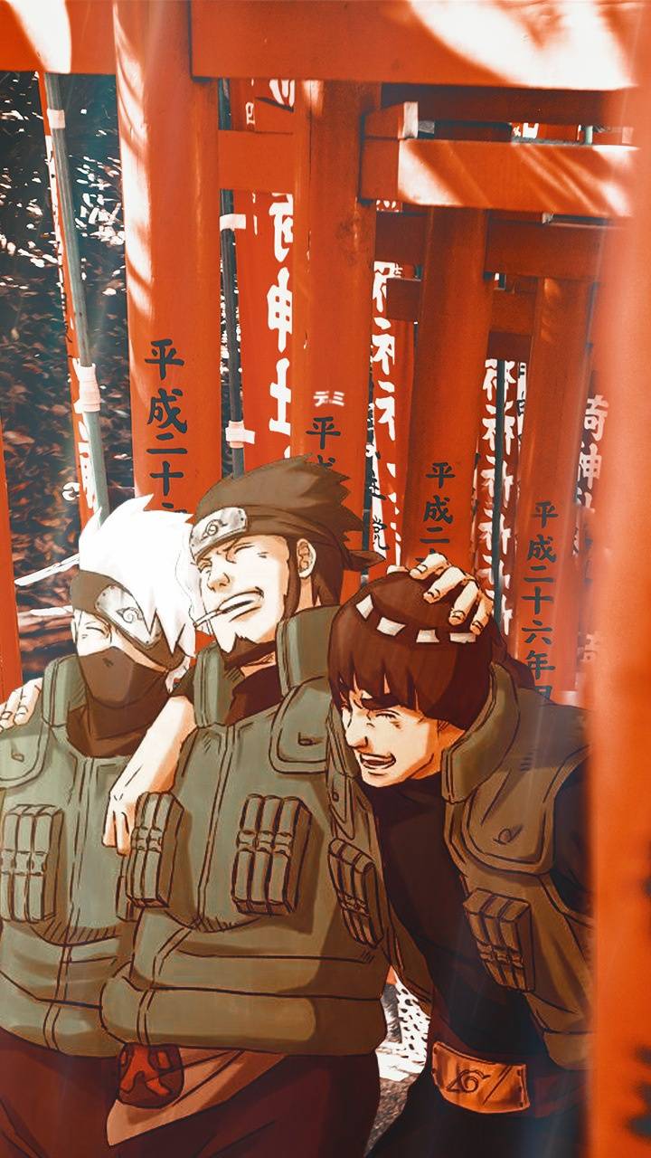 Naruto and his team at the red gate wallpaper - Kakashi Hatake