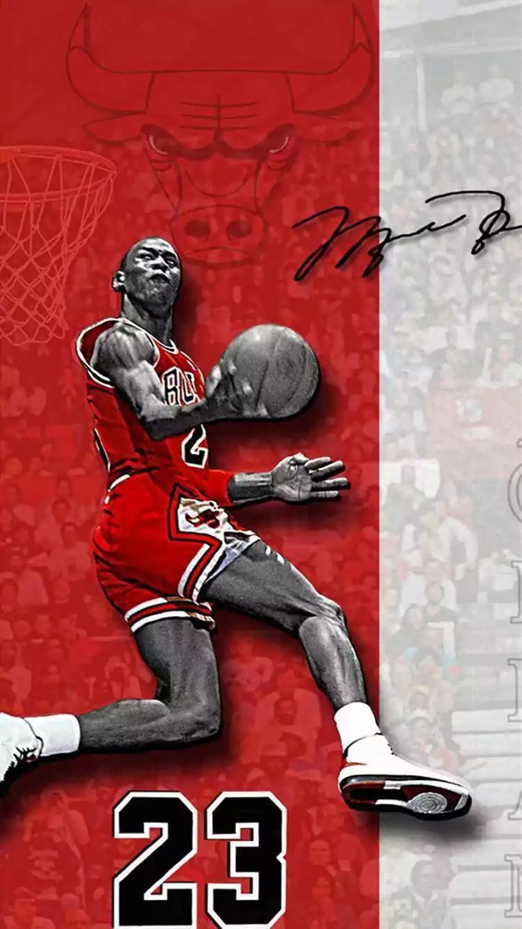 IPhone wallpaper of Michael Jordan with his signature and number 23 - Michael Jordan