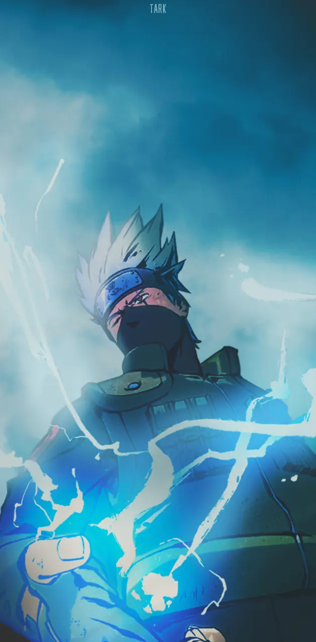 Wallpaper of Kakashi with lightning behind him - Kakashi Hatake