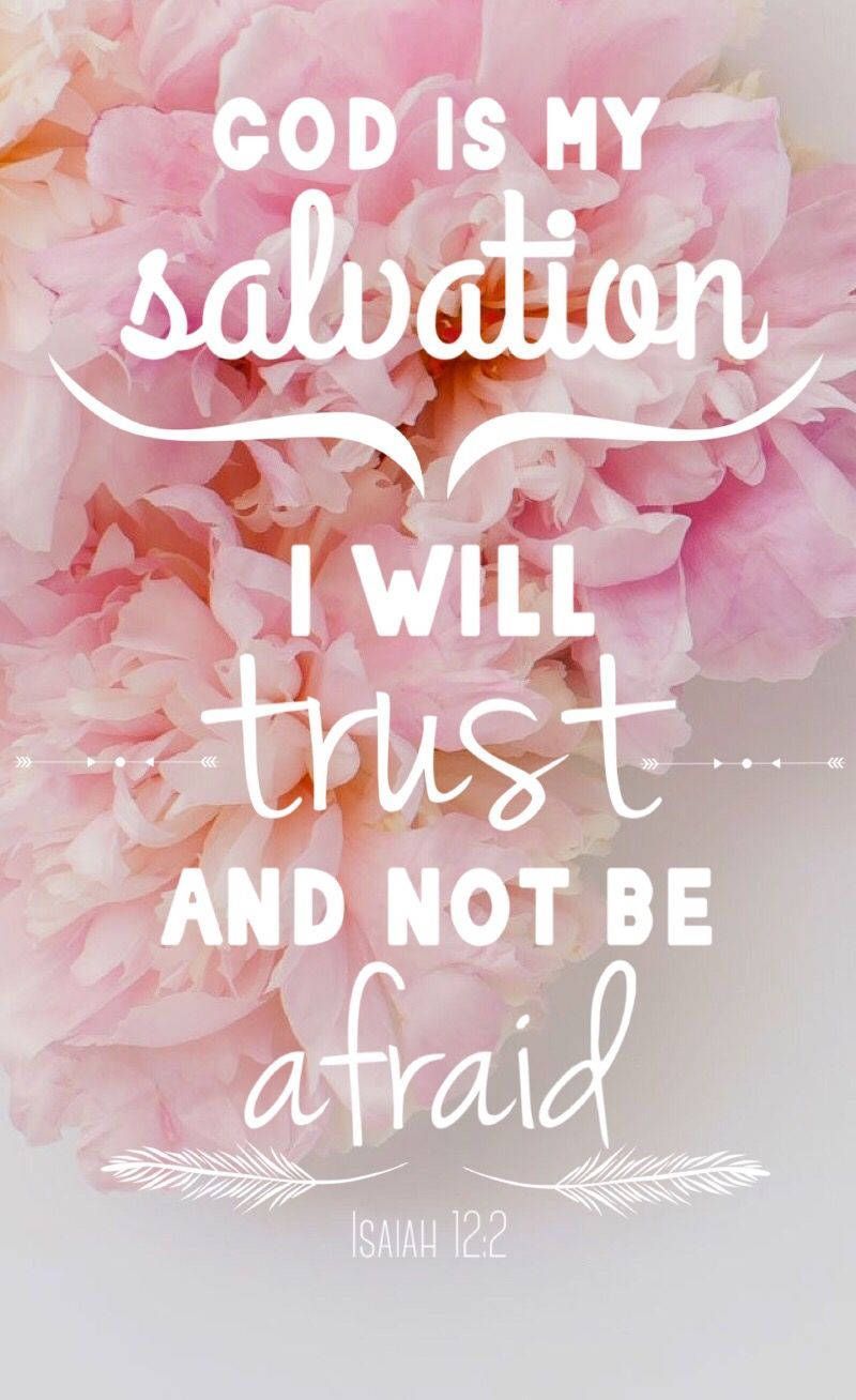 A quote from Isaiah 12:2 about trusting in God as our salvation. - Bible