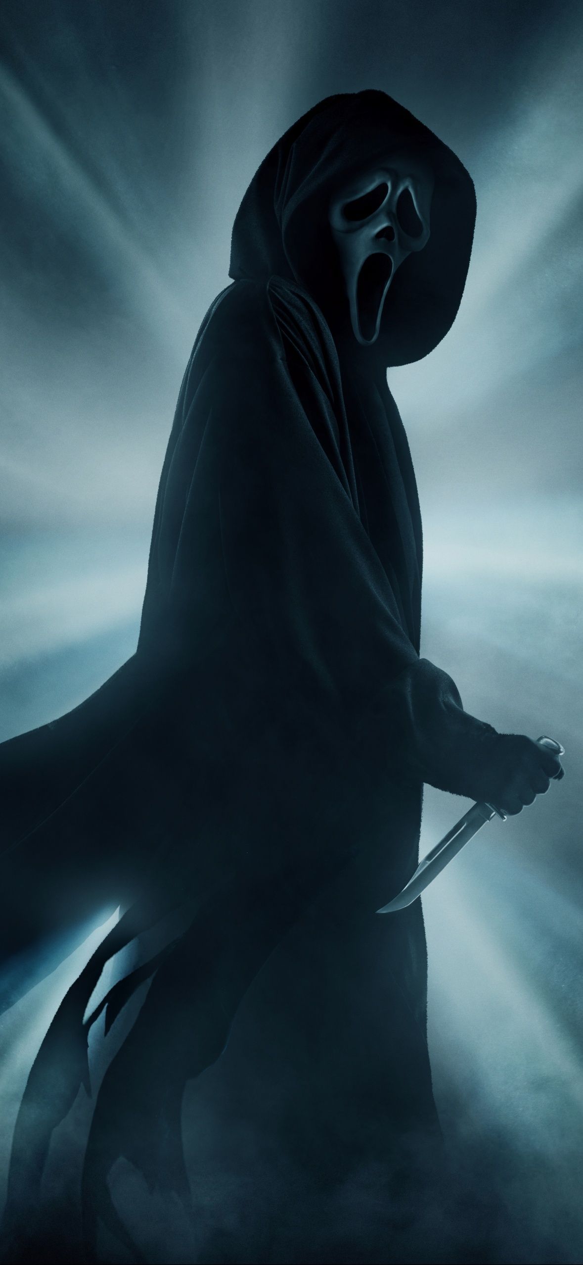A ghostface holding a knife in the new scream movie - Ghostface