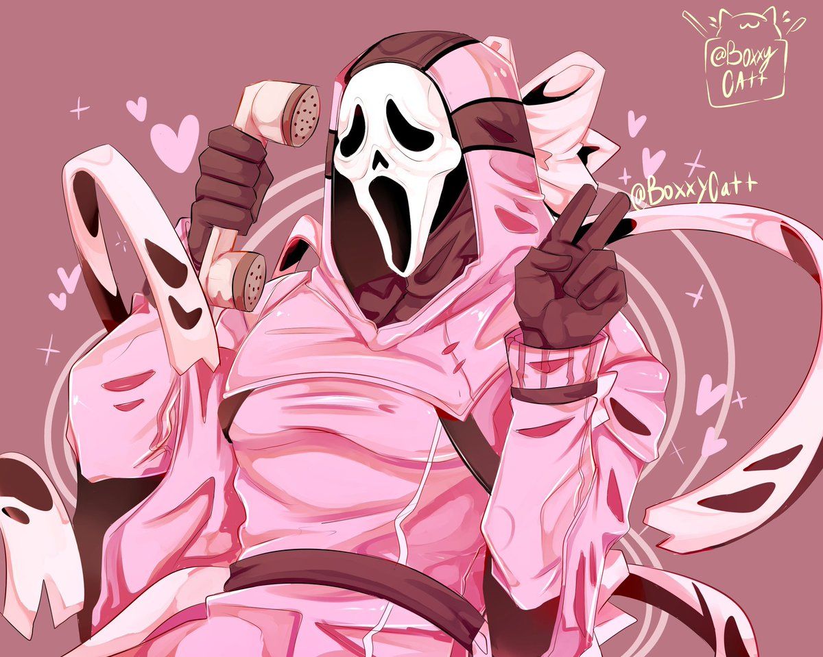 A pink and white illustration of Scream from the animated TV series 