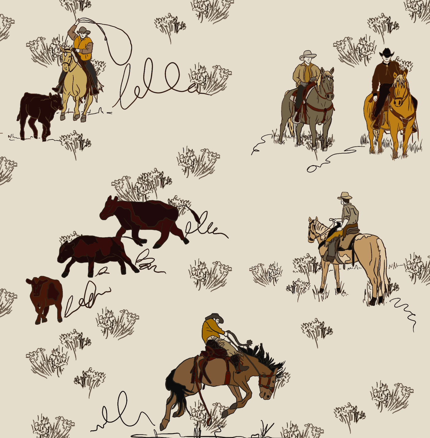 Cowboy Peel and Stick Removable Wallpaper