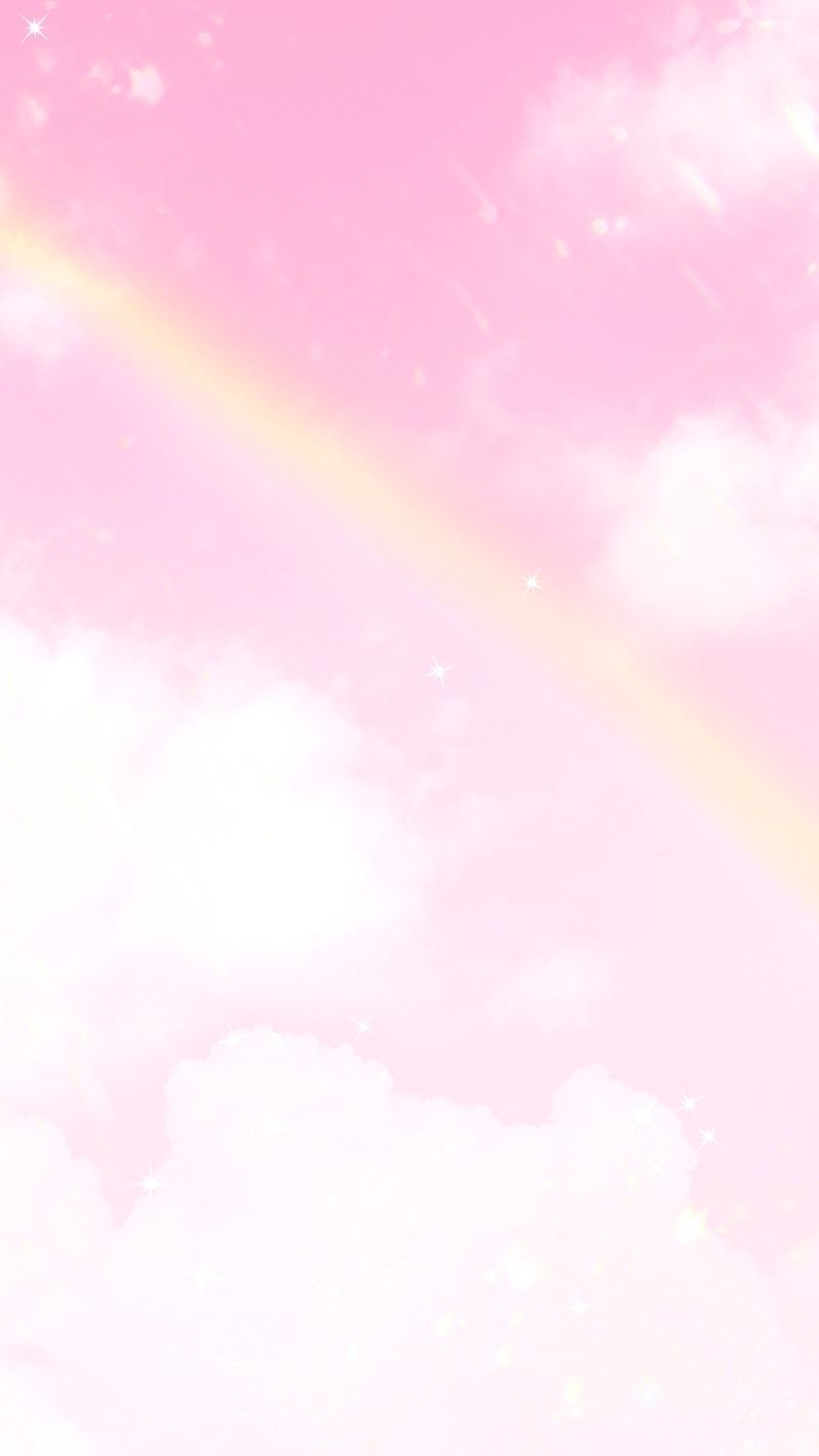 Aesthetic wallpaper with a rainbow in the sky - Pastel rainbow