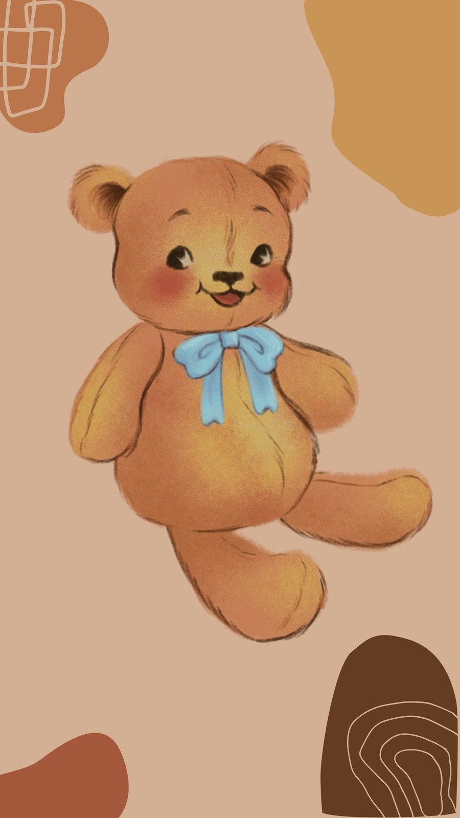 A brown teddy bear with a blue bow tie - Teddy bear