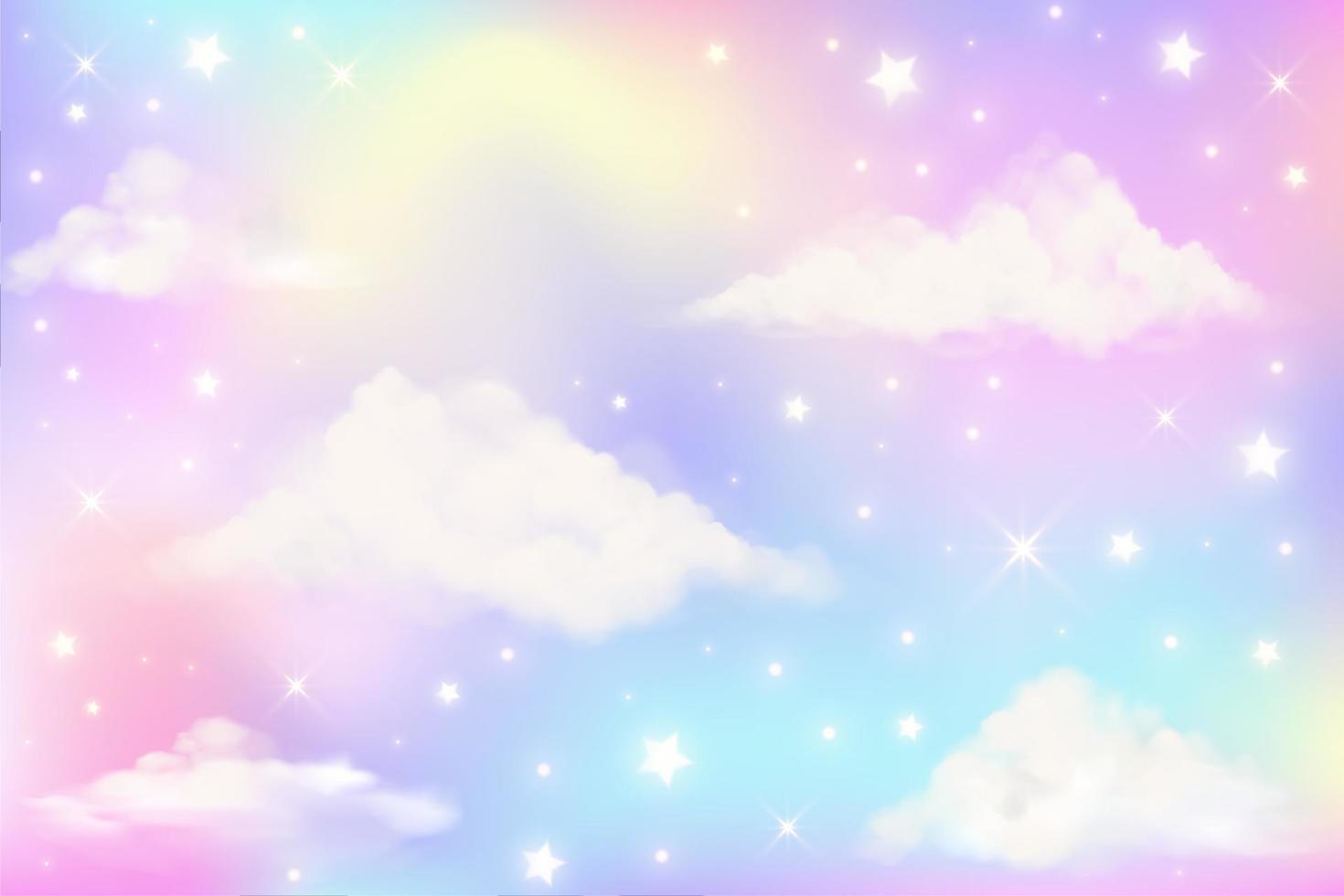 A sky with clouds and stars - Pastel rainbow