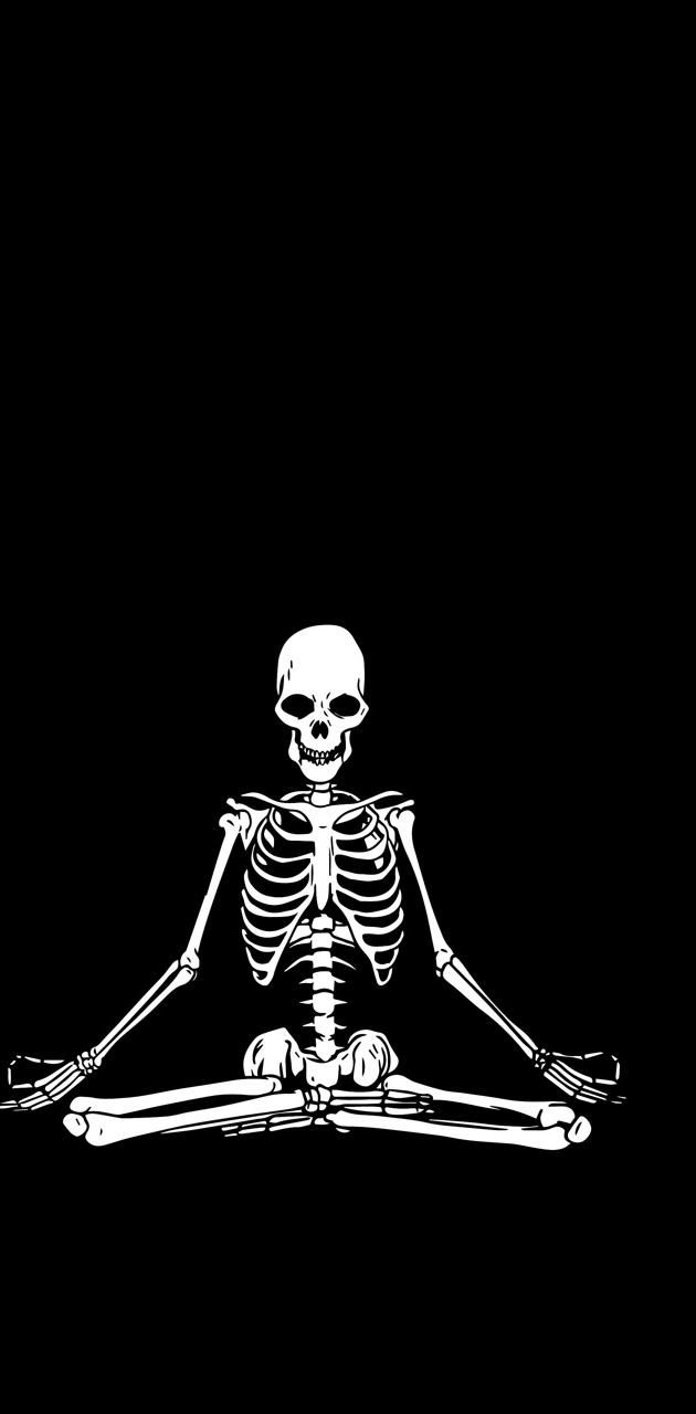 Skeleton in a yoga pose on a black background - Skeleton