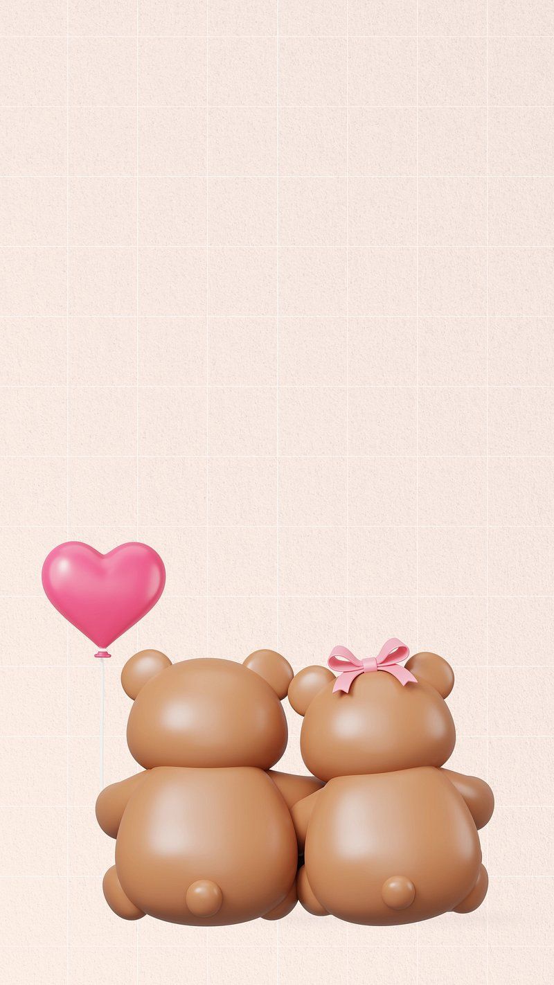 Teddy bears love background, 3D. Premium Photo Illustration