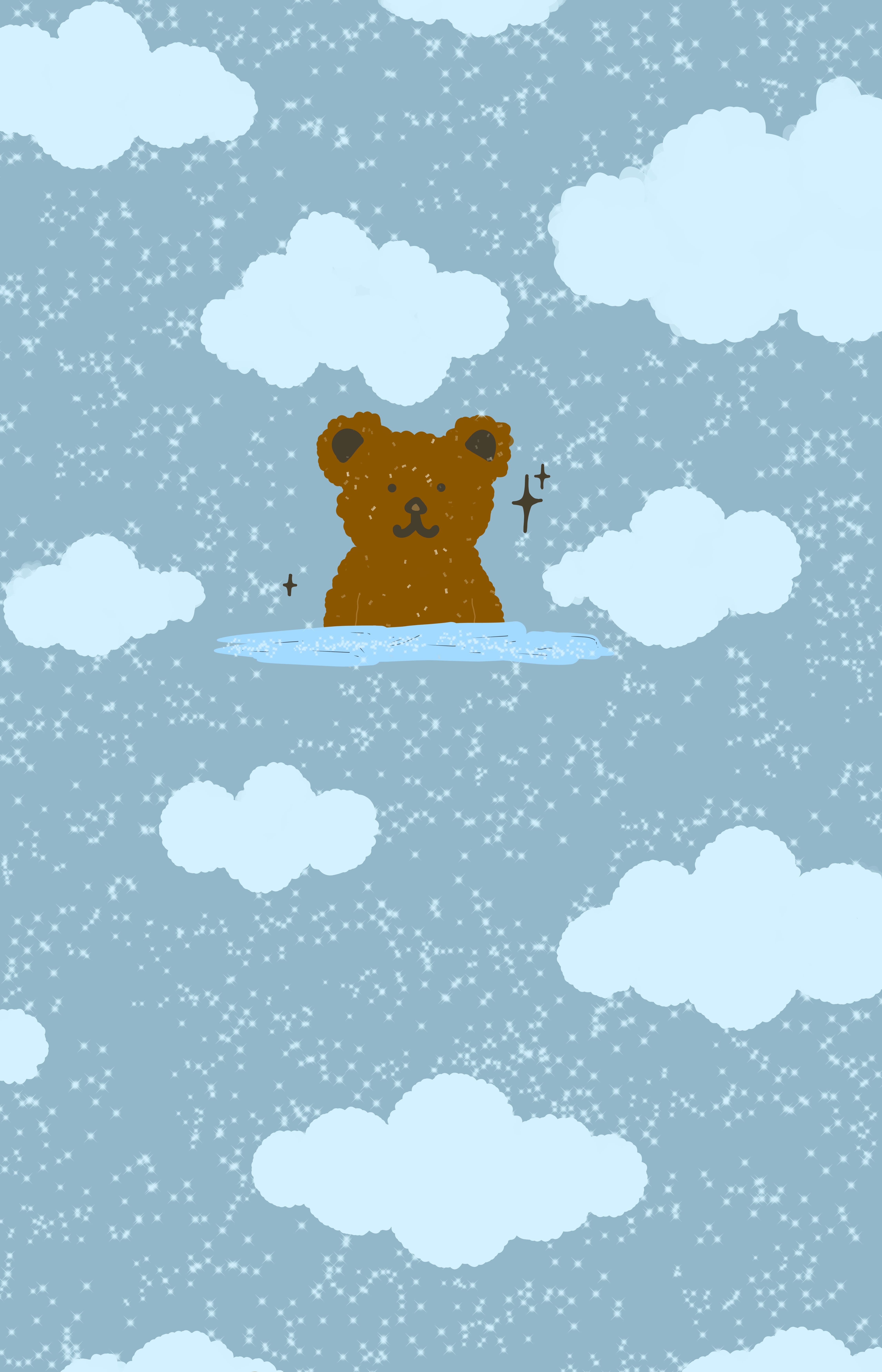 A bear sitting on a cloud in the sky - Teddy bear