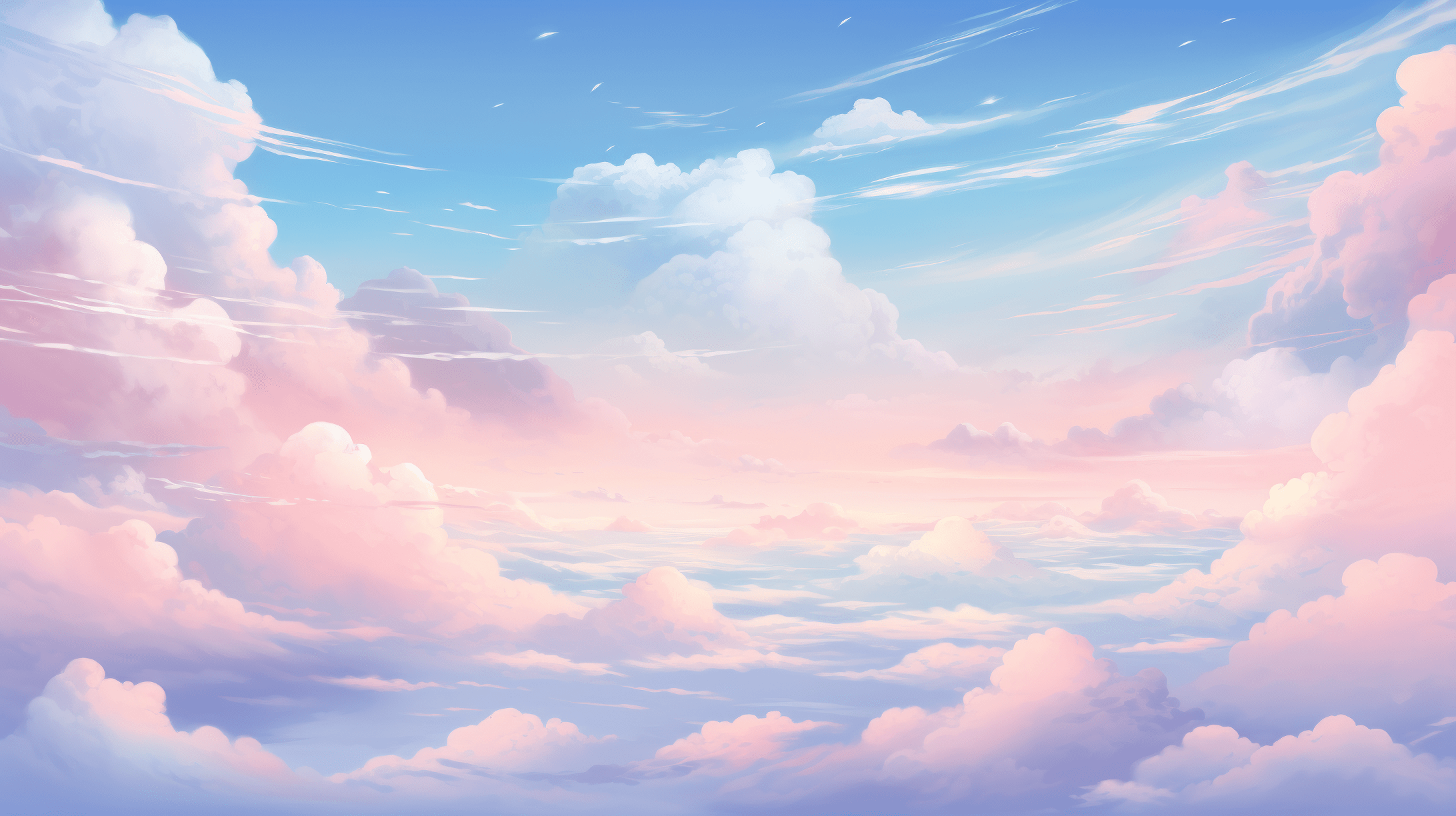 A digital painting of a sky with fluffy clouds - HD