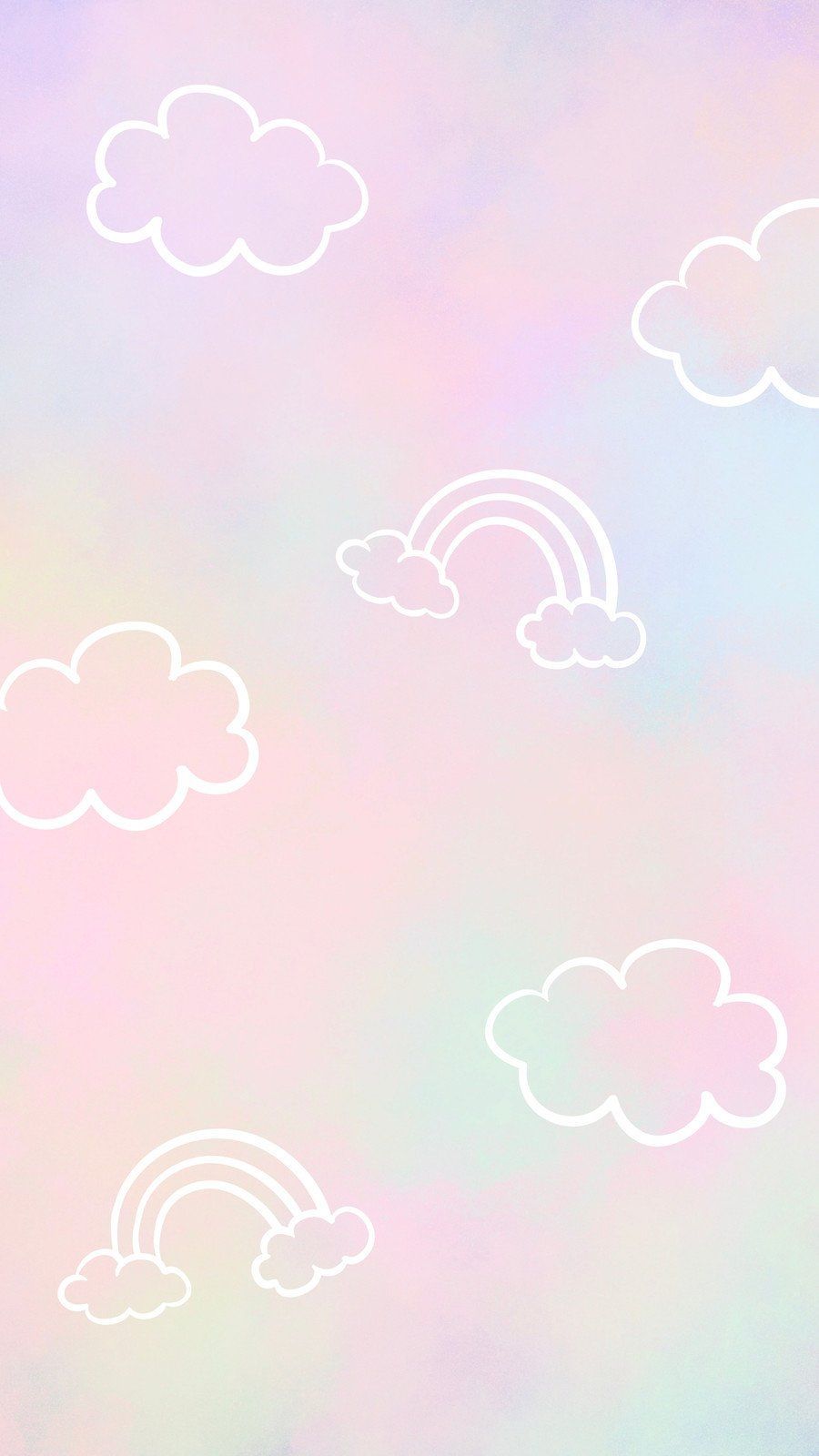 Aesthetic wallpaper with pastel rainbow and clouds - Pastel rainbow, pastel purple