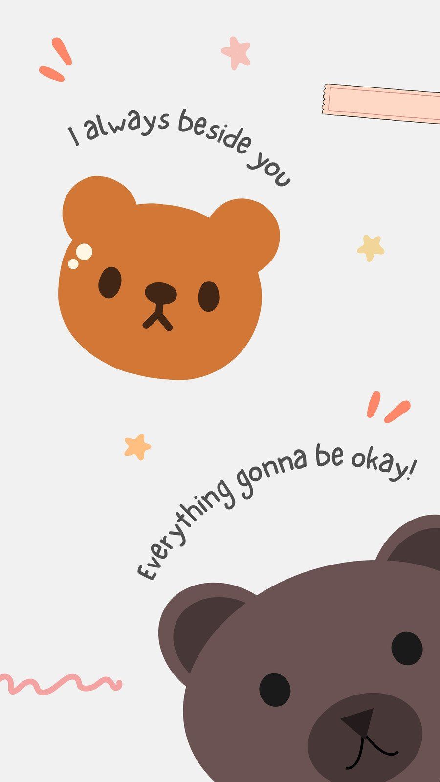 A phone wallpaper with two teddy bears and a quote saying 