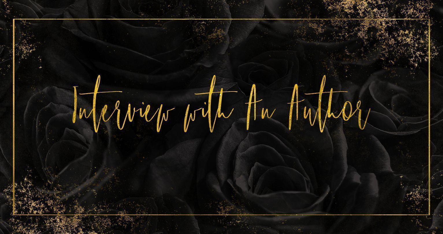 Black roses with the words Interview with an Author - Hufflepuff