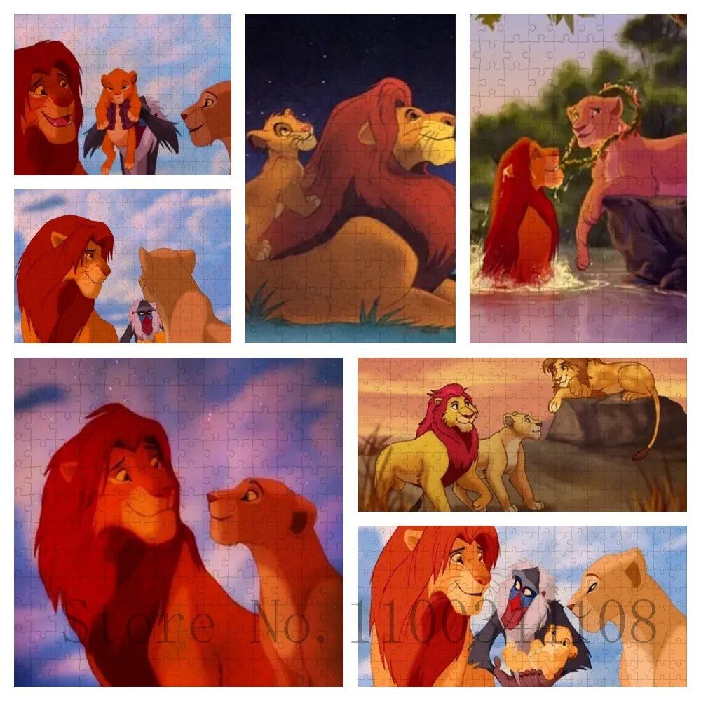 Disney The Lion King Jigsaw Puzzles 300 500 1000 Pieces Wooden Puzzles For Children Adults Educational Decompressing Toys Games