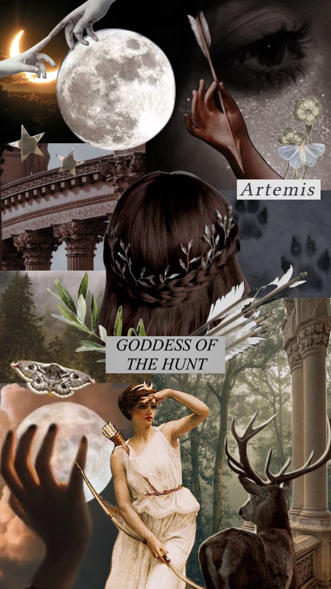 Aesthetic collage of Artemis, the Greek goddess of the hunt - Artemis