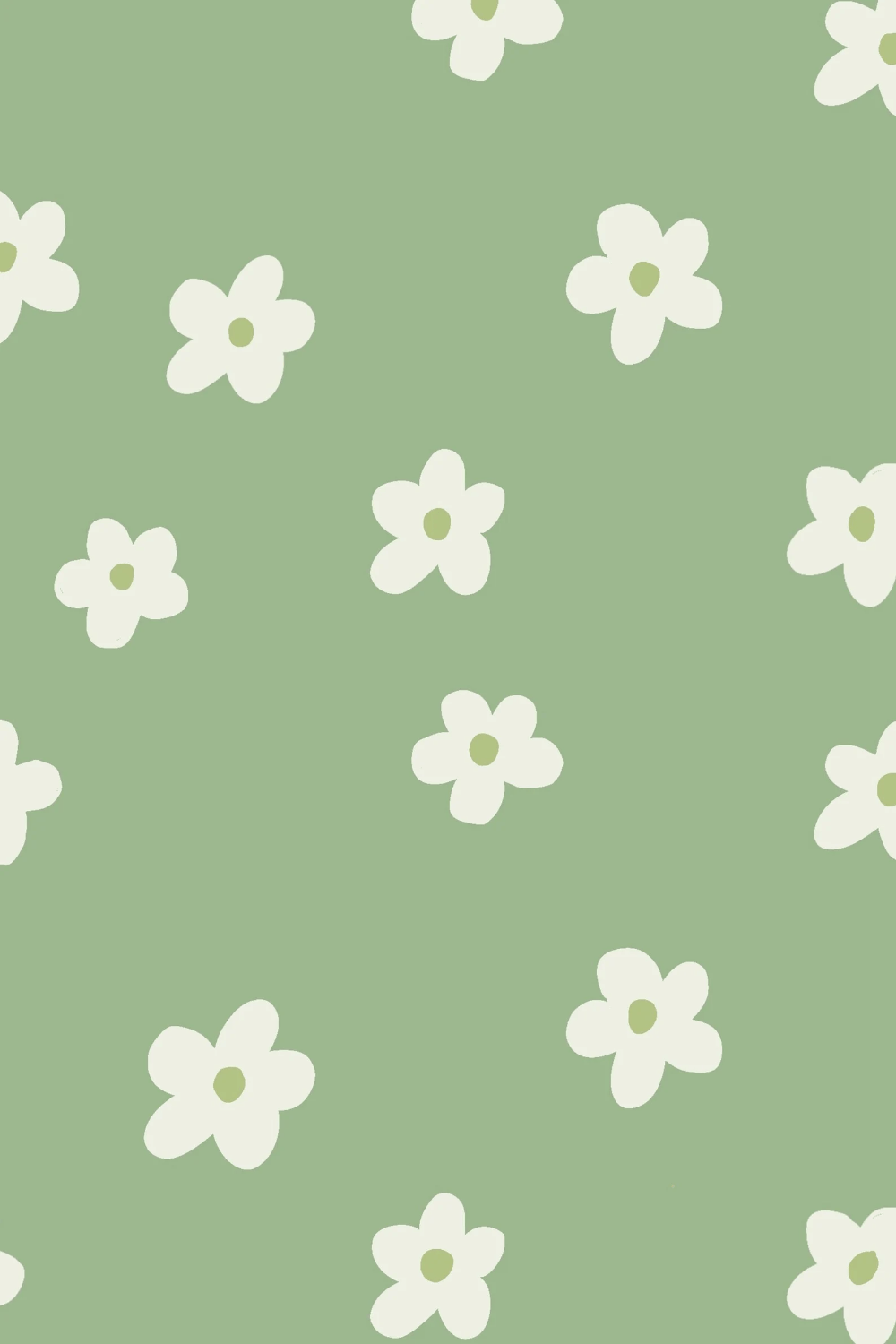 A green and white floral pattern - Sage green