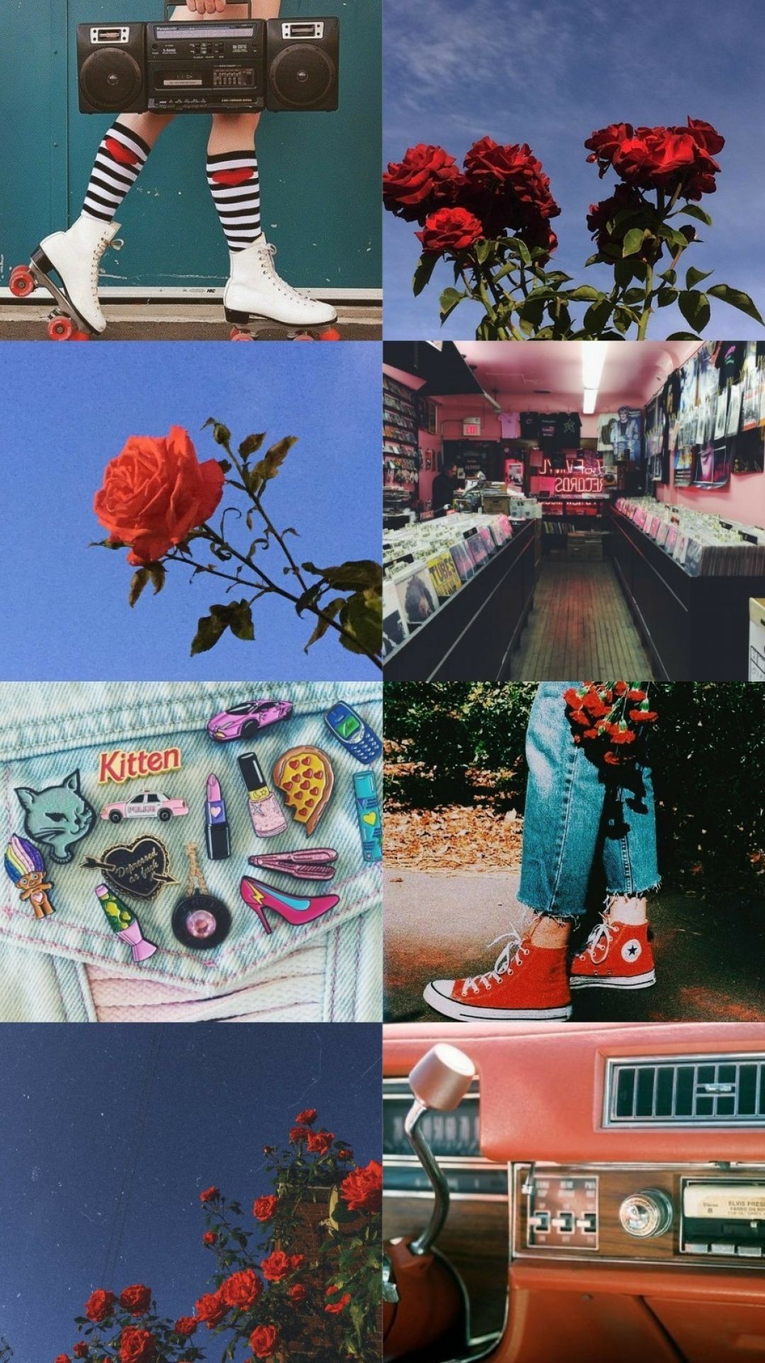 A collage of pictures with different items in them - 90s, vintage, retro, 80s