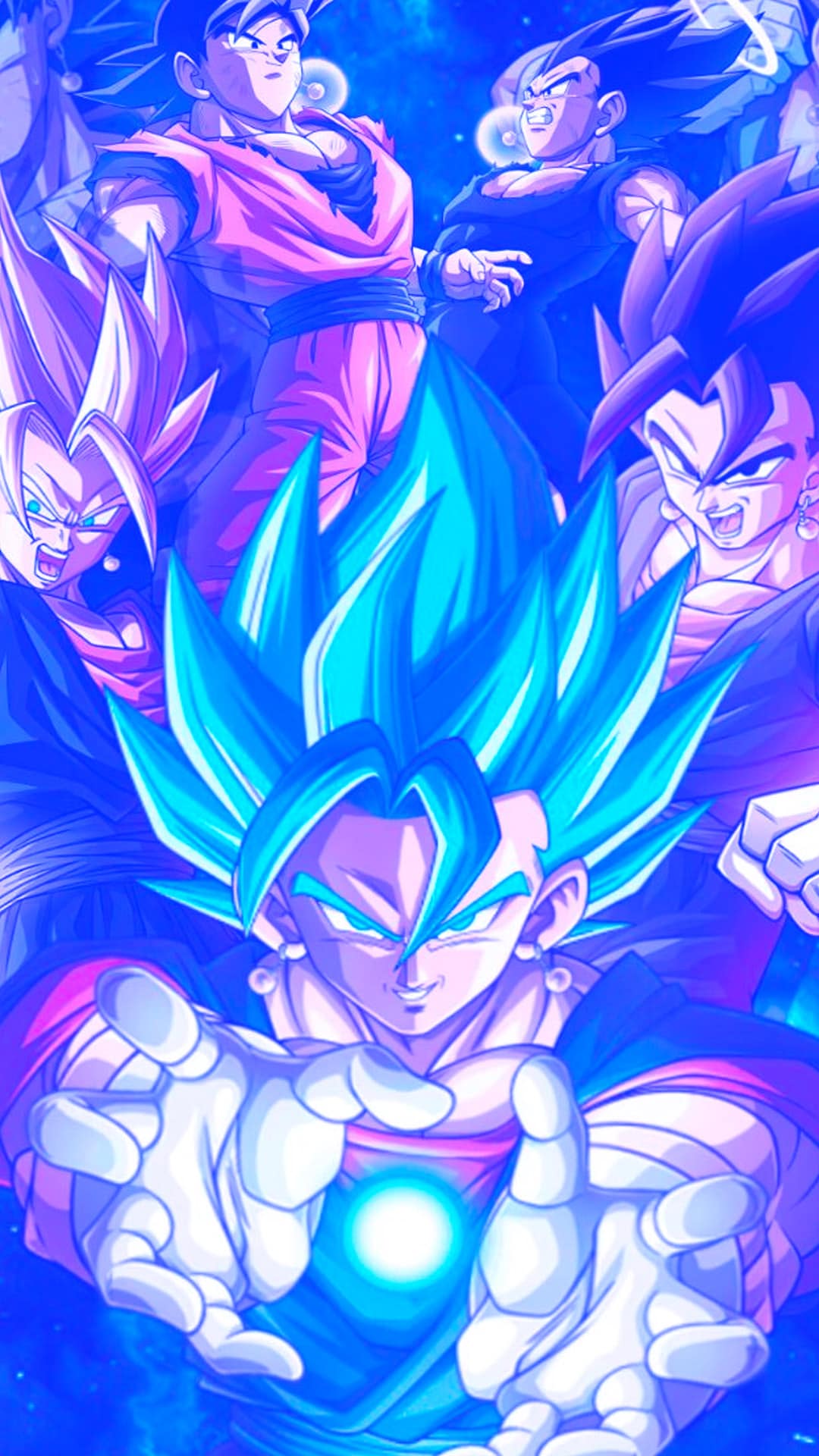 1080x1920 wallpaper of goku blue, vegeta, trunks, gohan, vegetto, and gotenks from dragon ball super - Dragon Ball