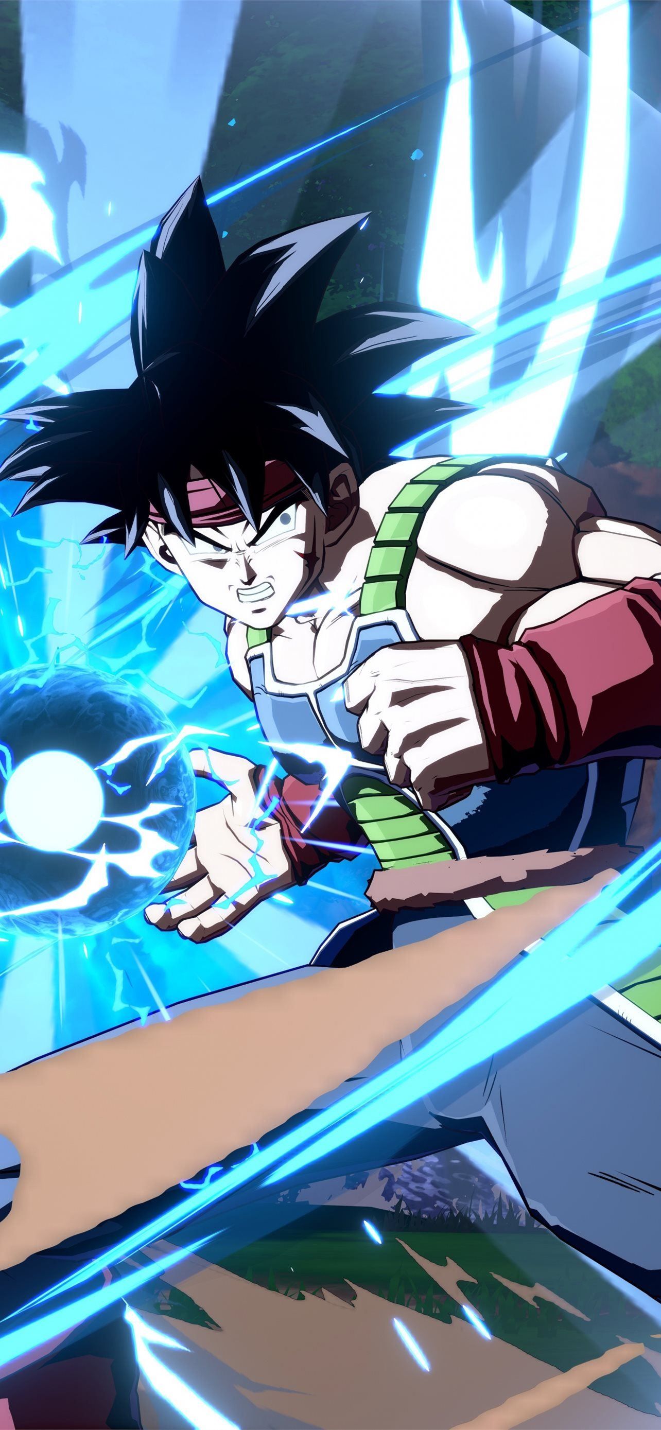 A character in an animated game with lightning - Dragon Ball