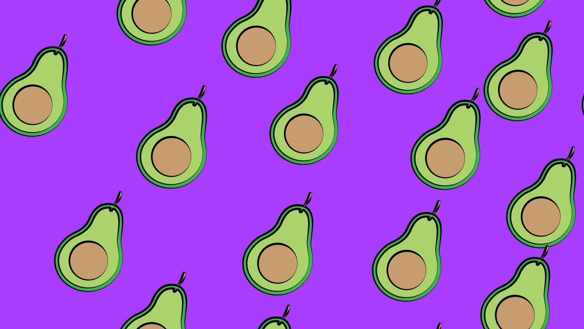 A pattern of avocado halves on a purple background - Avocado