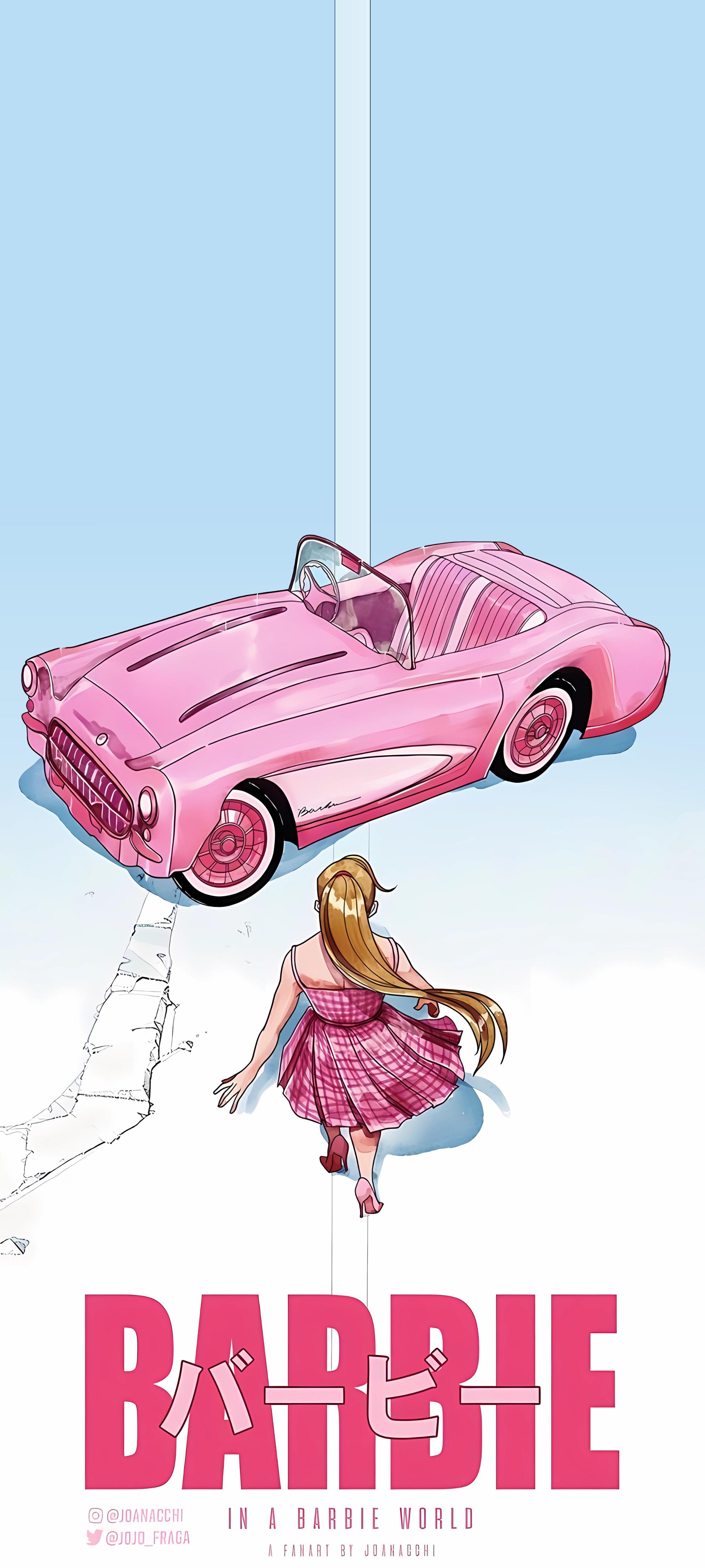 Barbie movie film, fan art, Akira spoof, phone wallpaper [2250x5000] [20:9]