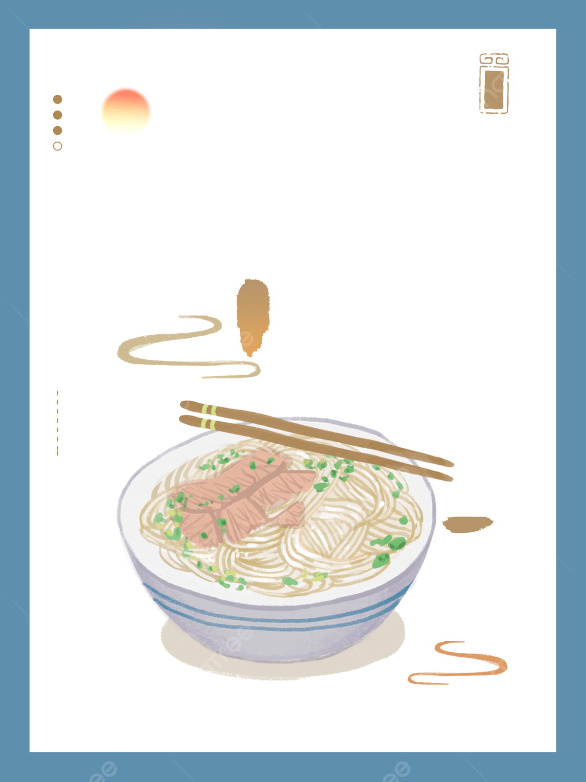 Hand Painted Lanzhou Ramen Advertising Background Wallpaper Image For Free Download