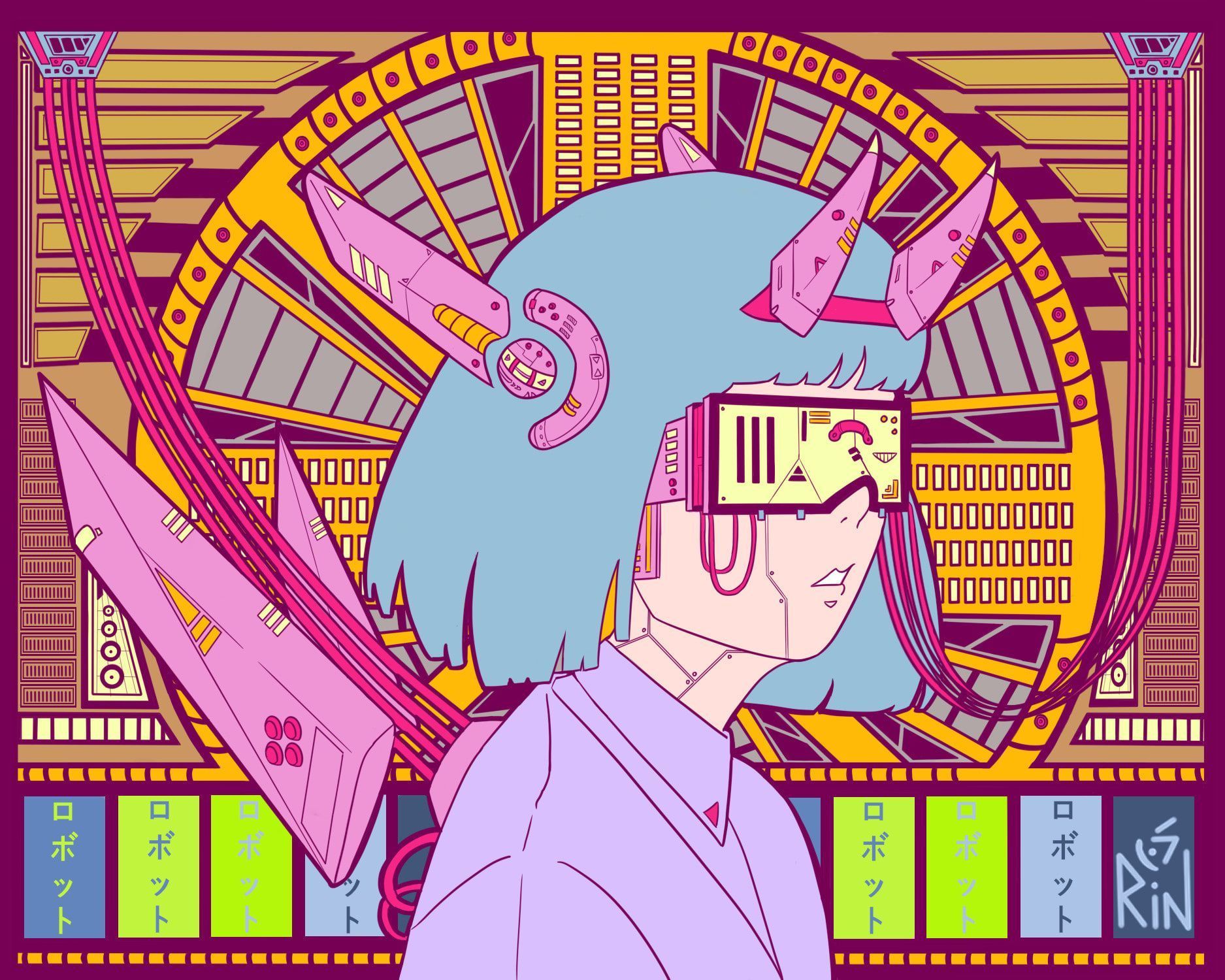 Do aesthetic japanese cyberpunk illustrations