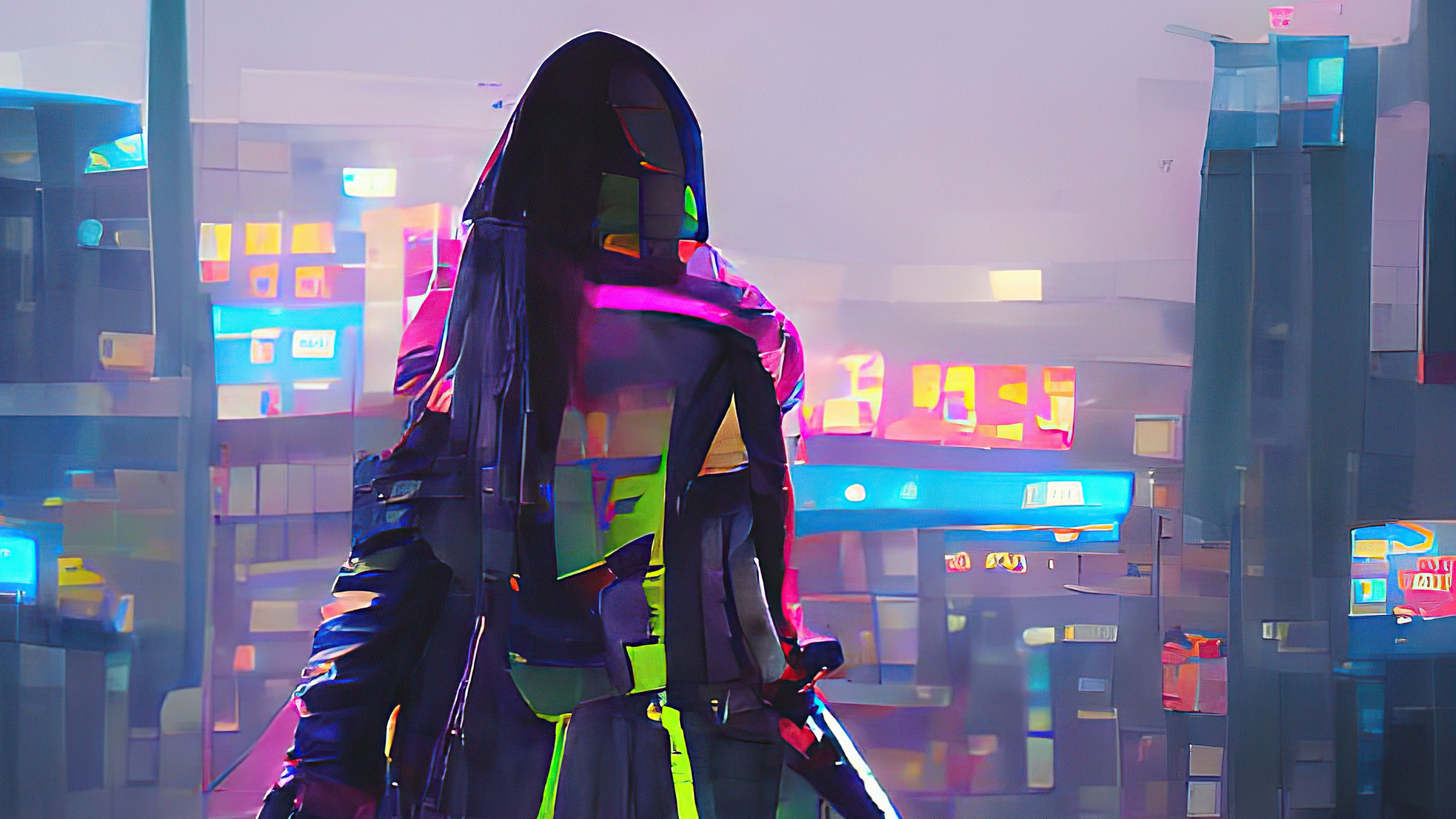 Cyberpunk Neon Girl Digital Art 4k HD 4k Wallpaper, Image, Background, Photo and Picture