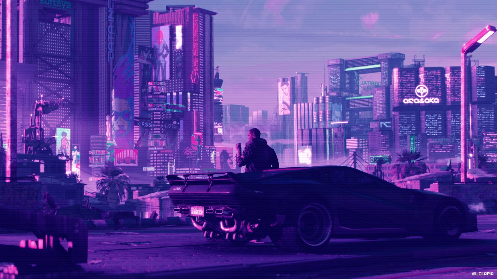 Cyberpunk 2077 wallpaper with a man standing on a car - Cyberpunk 2077
