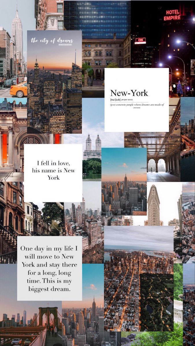 A collage of pictures of New York City. - New York