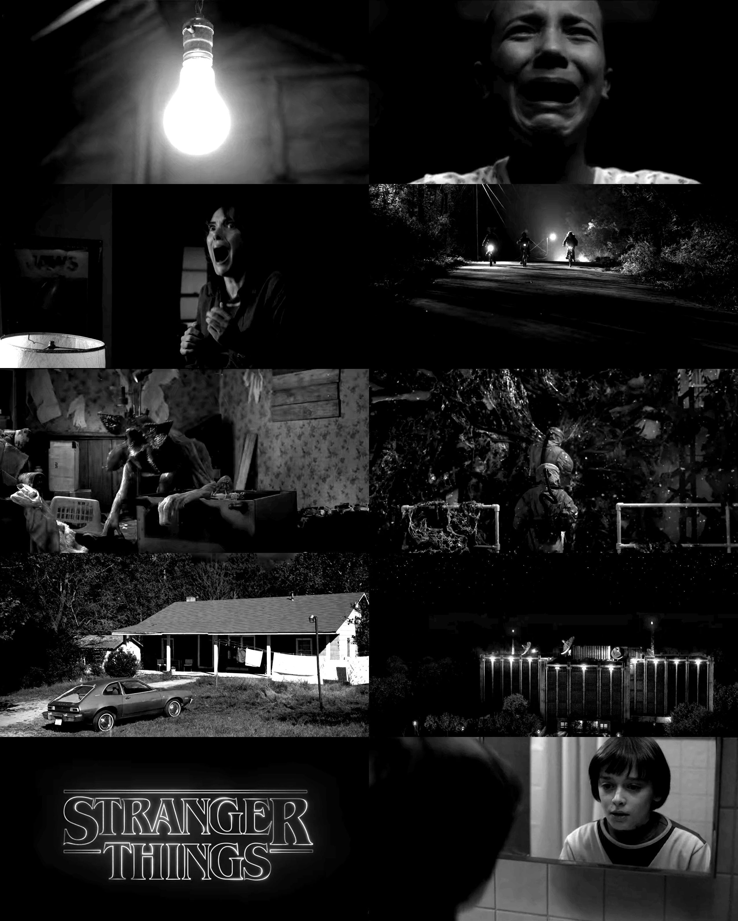 Stranger Things as a Black and White Horror movie. Like the aesthetic of Psycho 1960