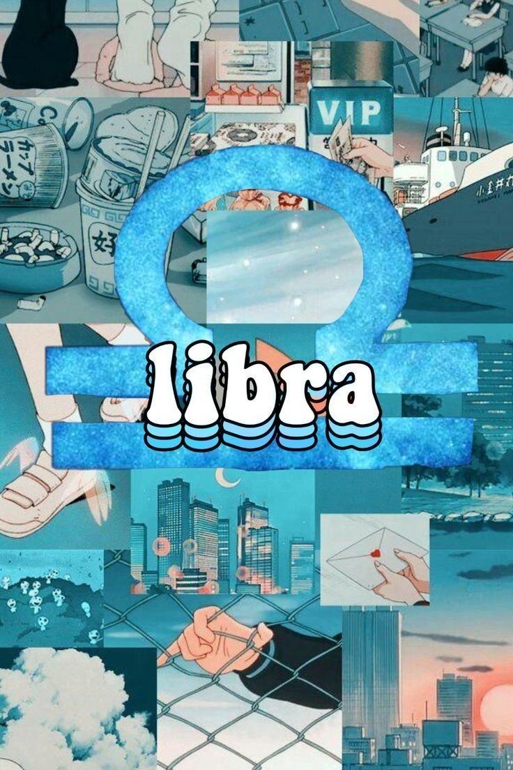 Blue aesthetic wallpaper for phone with the word libra - Libra