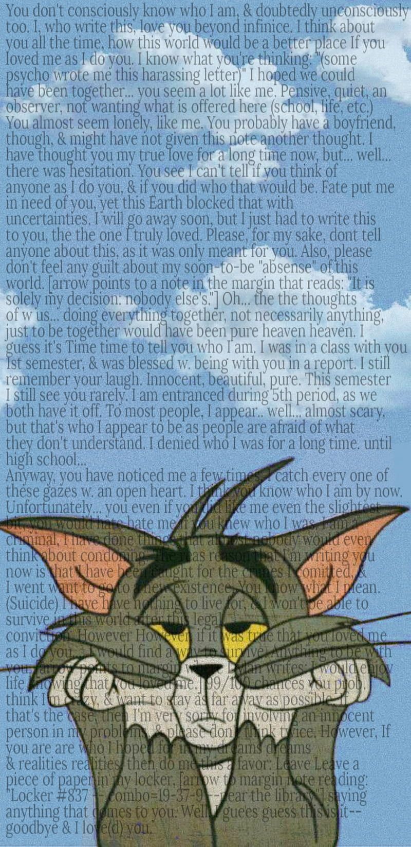 Tom the cat from Tom and Jerry, with a quote from the book. - Tom and Jerry