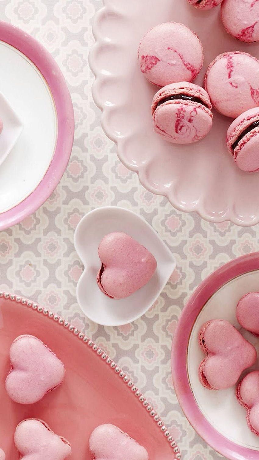Pink Heart Macarons Android, colorful macarons HD phone wallpaper