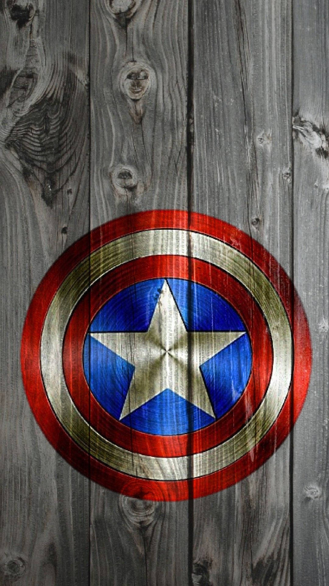 Download Captain America Shield iPhone Wood Aesthetic Wallpaper